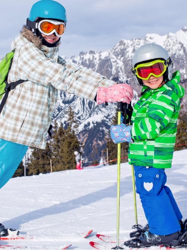 Image of Honoson 2 Pairs Kids Snow Gloves, Winter Waterproof