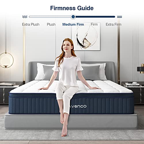 King Size Bed Mattress, Avenco Hybrid Mattress In A Box, 12 Inch Medium Firm Individual Pocket Innerspring, Cool Touch Feeling Fabric, Motion Isolation, Peaceful Sleep, Certipur-Us #TOP4