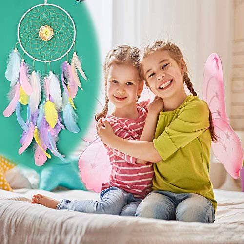 image for WOWDING Dream Catcher Colorful Feathers for Kids Gift, Rainbow Dreamca