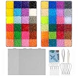 ZLLBTMO 48-Color Fuse Beads Kit - 2.6mm Mini Small Iron Beads Melting Beads for Kids DIY Pixel Art & 3D Crafts - Creative Handmade Gift Set