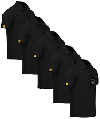 ZITY 5 Pack Mens Polo Shirt Short Sleeve Sports Golf Tennis T-Shirt Moisture-Wicking Summer Shirts