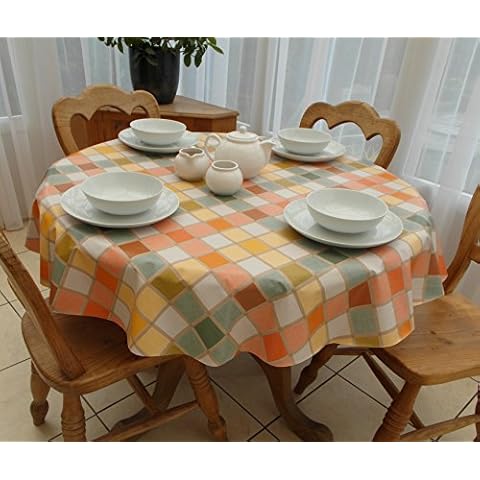 55" (1.4M) DIAMETER ROUND PVC/VINYL TABLECLOTH - CANDY MULTI CHECK DESIGN Cover