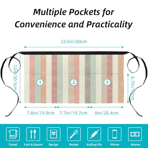 Tablier de chef multicolore avec poches pour restaurant et travail de service - 3