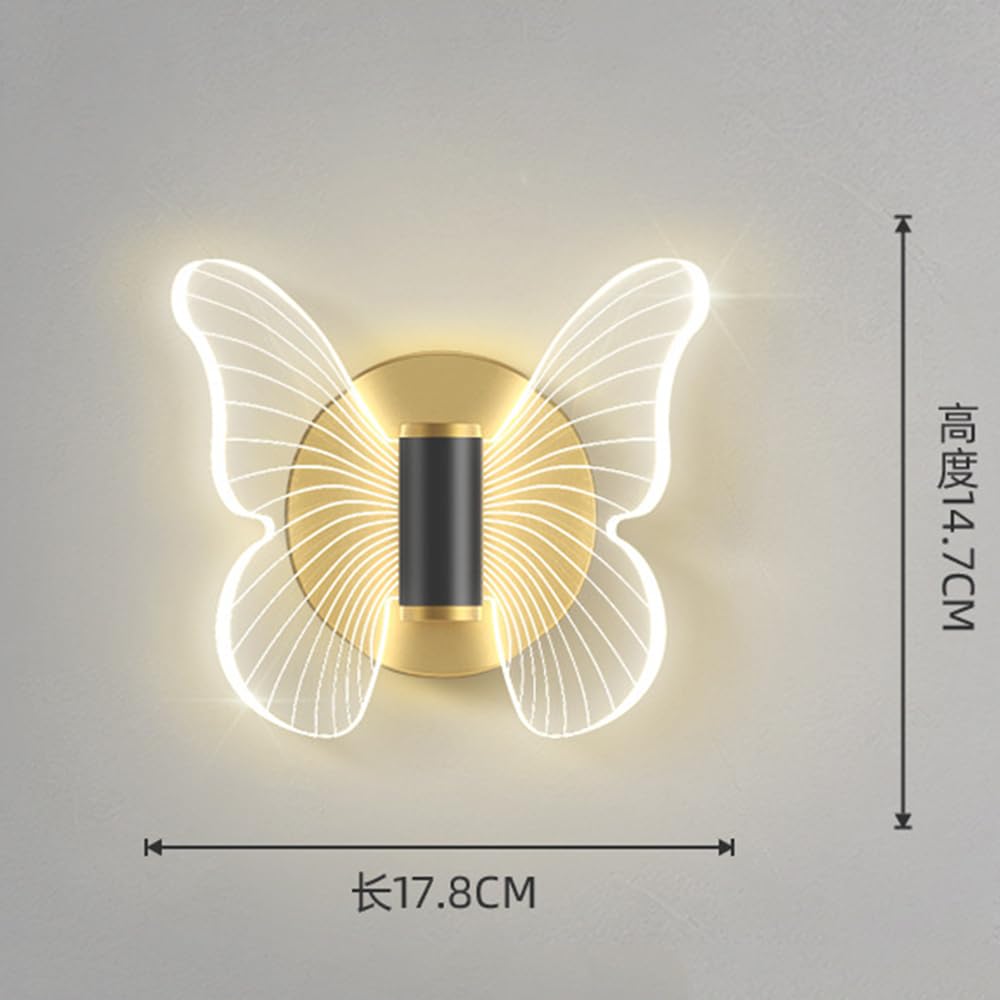 Lampada Da Parete a LED a Farfalla, Applique Da Parete Moderne a Farfalla, Apparecchio di Illuminazione a Parete a LED Luce Lampada Muro animale Creativo Bambini Vivaio Stanza, Bianco caldo (singolo)