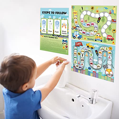 Cocnny 29Pcs Potty Training Chart With Vehicle Sticker Rewards For Toddler Girls Boys, Transportation Theme Potty Training Stickers Chart, Toilet Training Step Behavior Planner For Bathroom Wall Decor #TOP4
