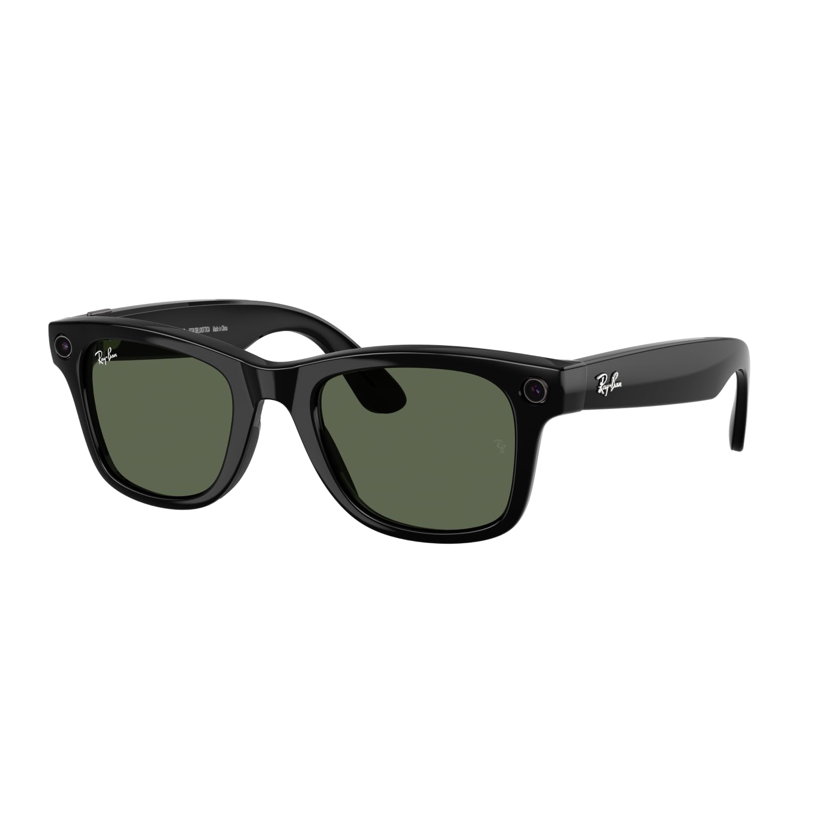 Ray-Ban Meta (Gen 2) Wayfarer AI Glasses for Men, Women — 12 MP Camera, 3K Ultra HD Video, Open-Ear Audio, Meta AI — 2X Battery Life — Shiny Black / G15 Green Lenses