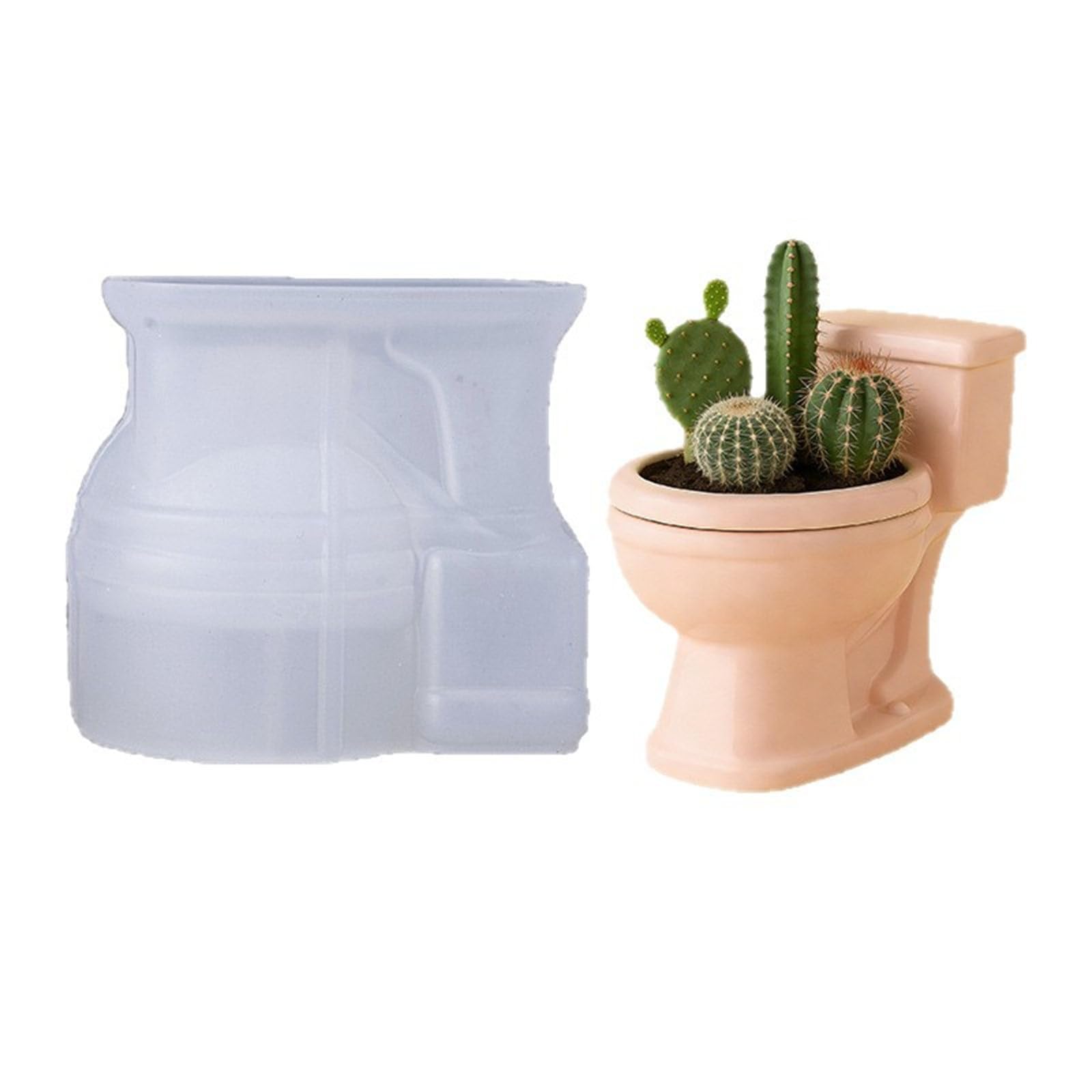 NEWFT Creative Silicone Toilet Mold Perfect For Crafting Cement Planter And Decorative Resin Container Plant Pots