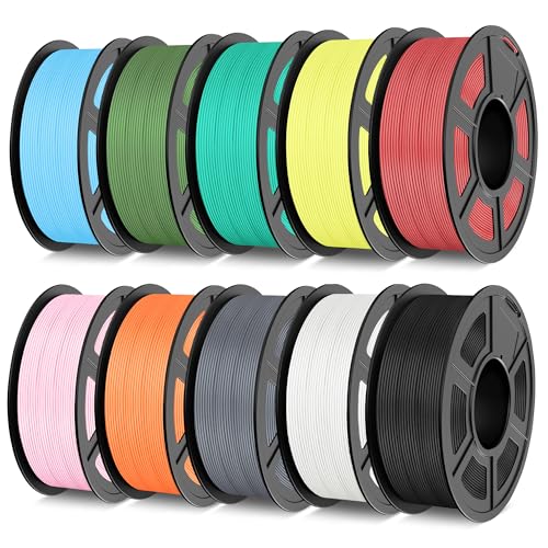 Image of TECBEARS Matte PLA High Speed 3D Printer Filament 1kg*10, Classic PLA Filament 1.75mm 50-600mm /s, High Toughness Matte Filament, Multipack T1