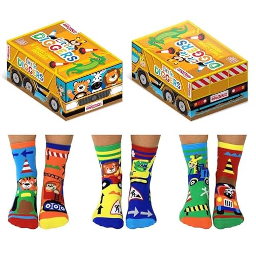 Little Diggers - 6 Odd Socks for Kids US 9.5-13