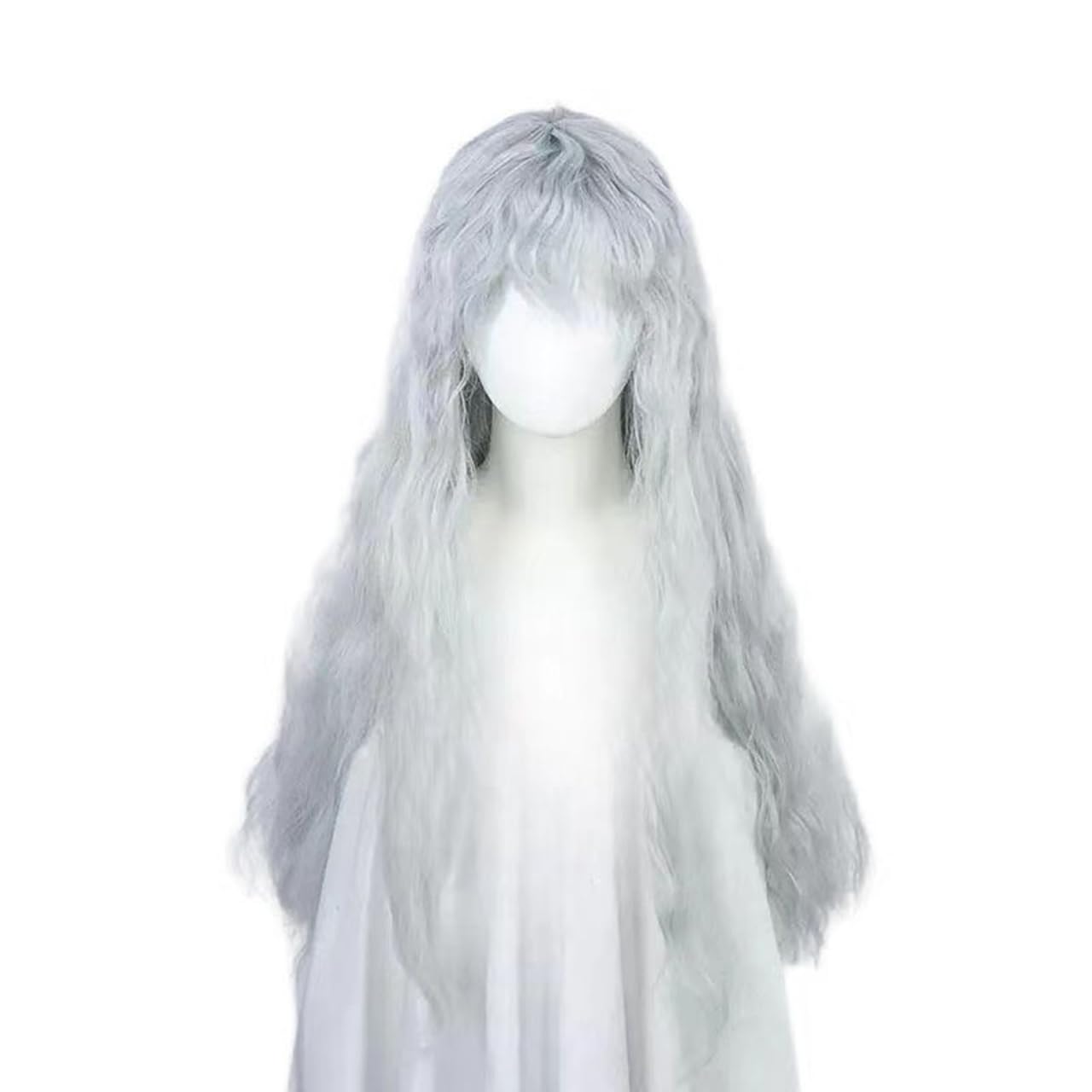 Men Wig for Berserk Griffith Cosplay Costume Wigs Long Curly Silver White Anime Hair