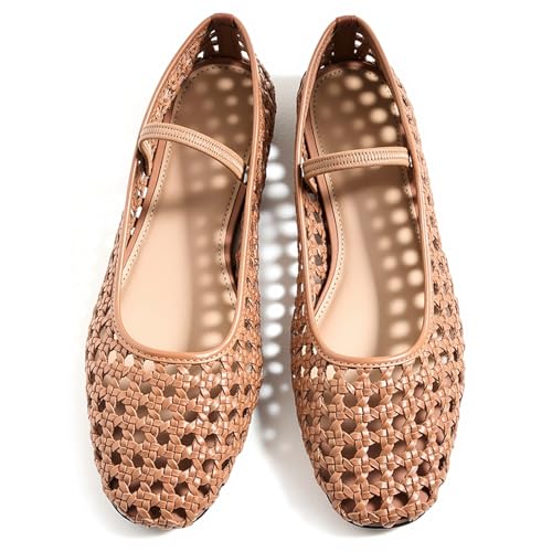 JORISTIMO Woven Strap Ballet Flats for Women Strap Ballerina Flat Shoes Comfortable Round Toe Mary Jane Flat4