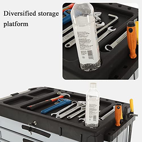 Bderkz 2-Schublade Zuhause 2 Tür Rollender Werkzeugwagen mit Rädern und Kabinett, Schwerlast Werkzeugkasten-Organizer für Mechanik und Hausgarage (Grau) (Color : Red) – Bild 8