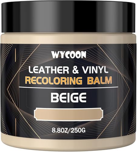 WYCOON Reparador de Cuero Beige - Pintura y Tinte para Cuero, Bálsamo para Recolorar Cuero para Sofás, Muebles, Asientos de Coche, Zapatos, Chaquetas | Restaura Cuero Rayado y Desvanecido