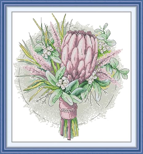 Image of CaptainCrafts Cross Stitch Kits for Adults Counted Cross Stitch Unprinted Fabrics Needlework Craft Home Decor (Counted 14CT, The Flowers Aroma of Summer)