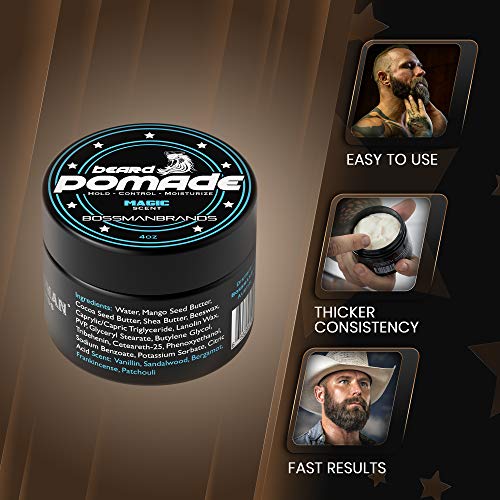 Bossman Hair & Beard Pomade - Moisturizing With Longer Hold And Control - Men's Hair, Beard And Moustache Styling Product - Made In Usa (Magic Scent) #TOP5