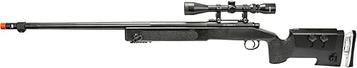 WF 460 High FPS Airsoft MB17BA Bolt Action Airsoft Rifle de francotirador con alcance (Color: negro)