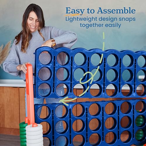 Image of ECR4Kids Jumbo 4-to-Score Giant Game with 42 Rings and Reset Sliders, Kids Games, Blue /Orange