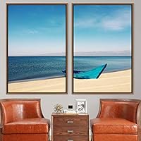 2 Piece Framed Canvas Wall Art Coastal Beach Canvas Prints Home Artwork Decoration for Living Room,Bedroom - 16