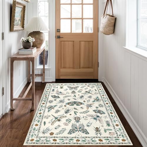 famibay tapete insect botanical 3x5 lavable suave beige miniatura 6