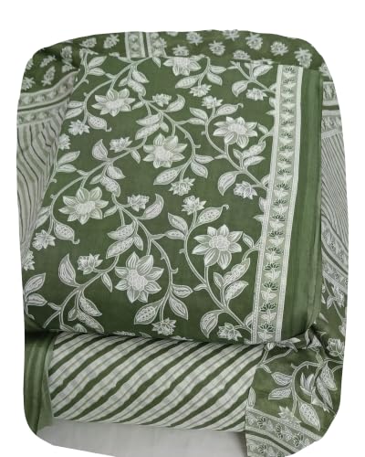 Image of DRAVINAM Trends Women's Premium Cambric Cotton Jaipuri Printed Unstitched Salwar Suit Dress Material with Mulmul Cotton Dupatta