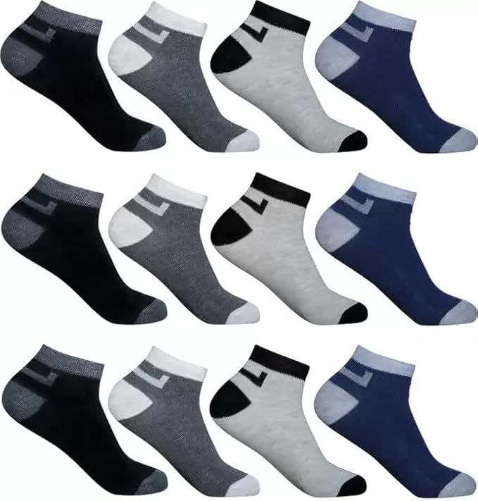 Sport Ankle Socks for Men, Multicolour, Pack of 6 Pairs, Casual Athletic Style-picture-35