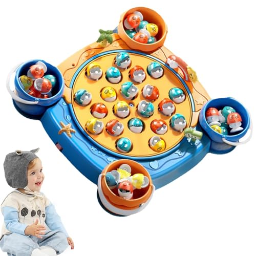 Jeux éducatifs de pêche de motricité pour tout-petits avec plateau de jeu de société rotatif