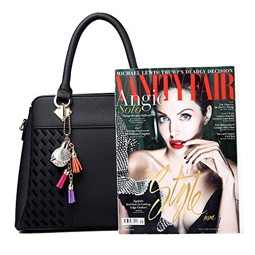 Womens Purses and Handbags Ladies Designer Satchel Tote Bag Shoulder Bags, Black