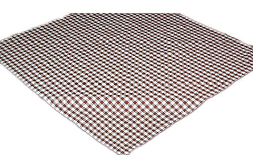 Tischdecke 110x110 cm Polyester Mitteldecke BRAUN weiß KARIERT für Garten Balkon Küche Esszimmer Landhaus Cover