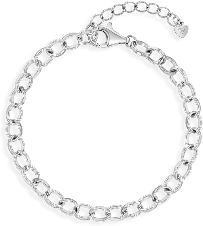 In Season Jewelry Classic Link Chain Bracelet - Hypoallergenic 925 Sterling Silver Bracelet for Toddlers, Little Girls, Preteens, & Teens