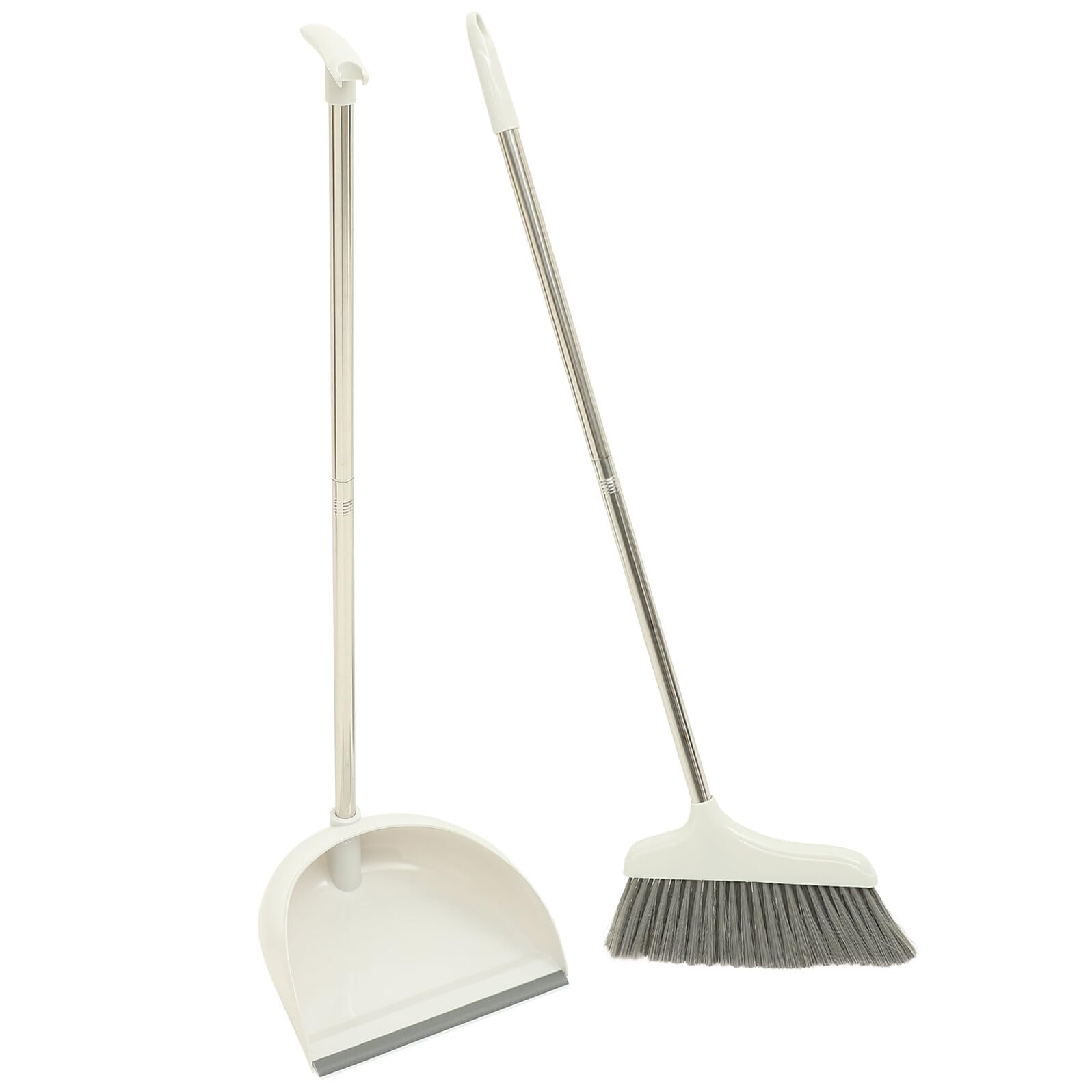 Ensemble balai et pelle Healvian beige en plastique et métal pour le nettoyage de la maison