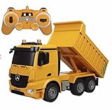 Large 14 Inch Rc Mercedes Benz Heavy Construction Dump Truck Remote Control 1:18 6 Channel w/ Lights and Sound