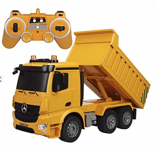 Bo-Toys Large 14 Inch Rc Heavy Construction Dump Truck Remote Control 1:18 6 Channel w/ Lights and Sound