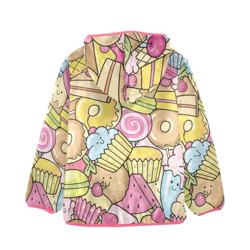 OTVEE Cute Sweet Dessert Doodle Donat Cookies Kids Hoodie Jacket Fall Spring Full Zip Warm Outwear Coat2