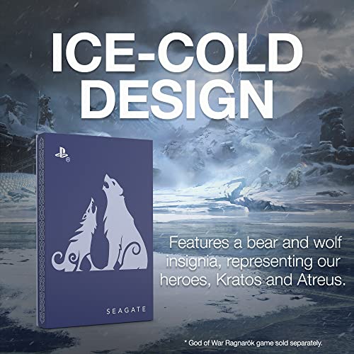 Image of Seagate God of War Ragnarok Limited Edition Game Drive 2TB External Hard Drive - USB 3.0, ICY Blue LED Lighting, Officially-Licensed for Playstation Consoles (STLV2000100)