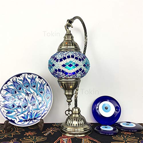 Turkish Mosaic Table Lamp Handmade Turkish Glass Mosaic Table Lamp Blue Swan Neck