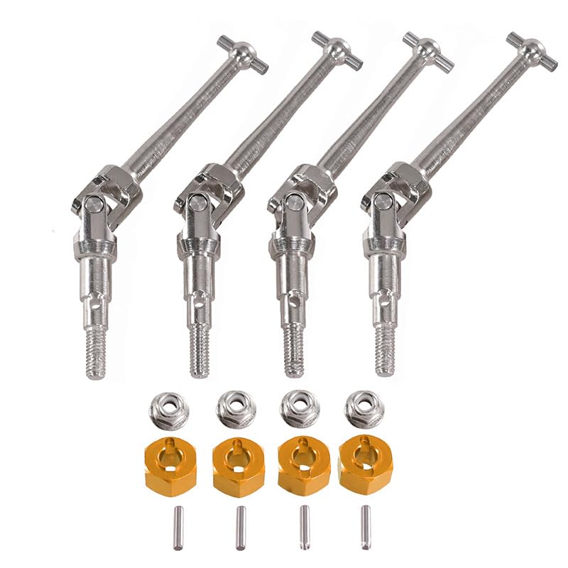 for MJX Hyper Go 1/16 16207/8/9/10 H16 H16BM H16PL 1/14 14210 h14bm RC car Metal Coupling nut CVD Drive Shaft Parts Accessories(Golden)