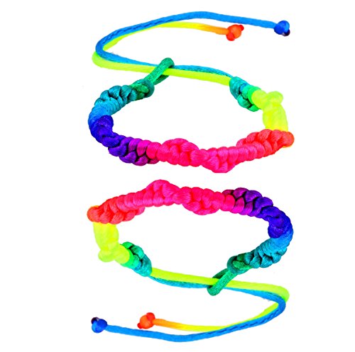 Preisvergleich Produktbild DonDon 2 bunte Unisex Freundschaftsarmbänder bzw. Partnerarmbänder Neonfarben Regenbogen