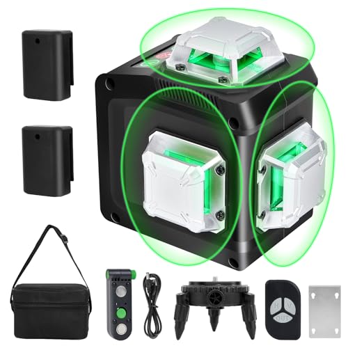 レーザー墨出し器、墨出しレーザー、3Dグリーンレーザー墨出し器、3x360°...