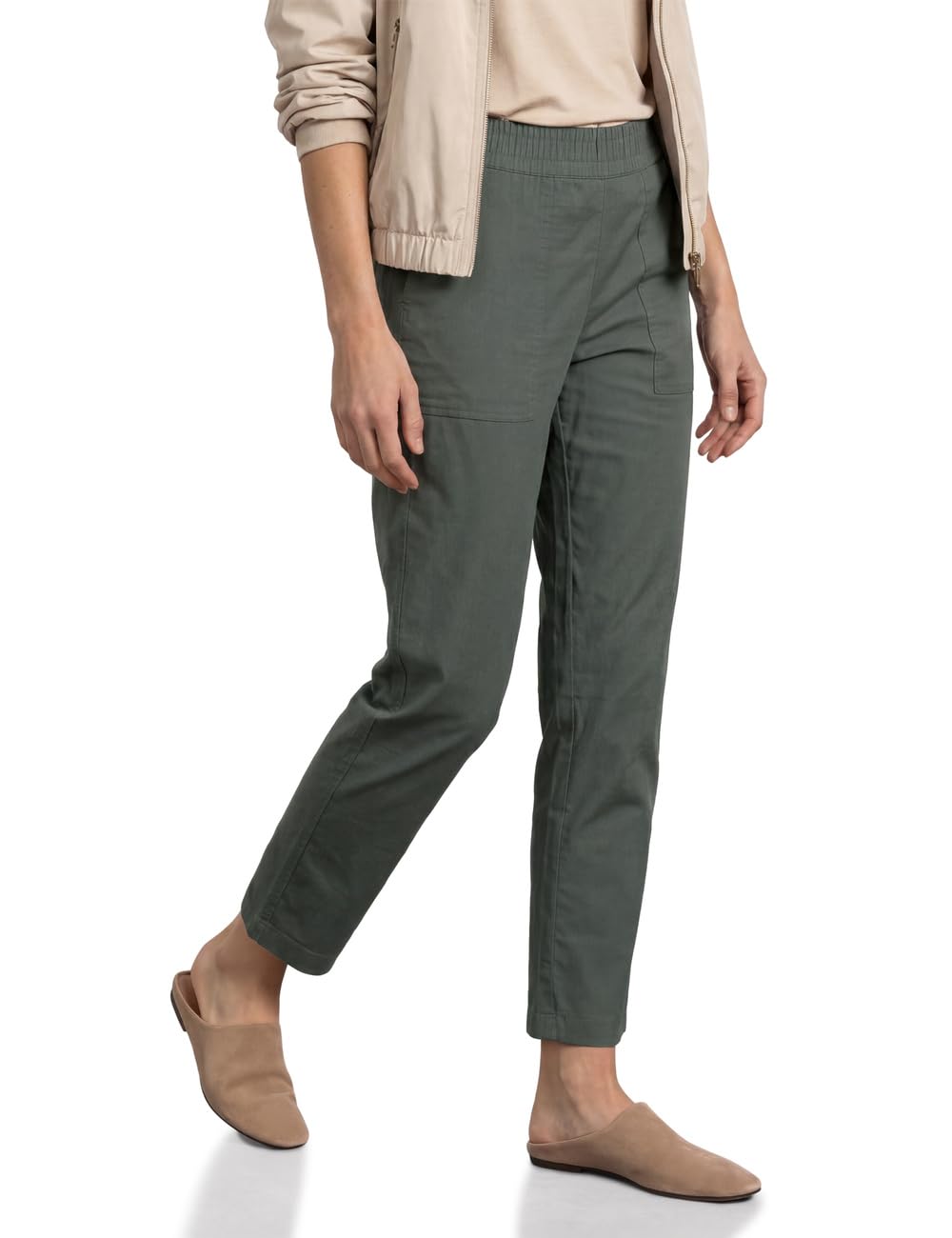 Street One 3817598 Women's Slim Leg Chino with Elastic Waistband, Cilantro Green, 36W x 28L