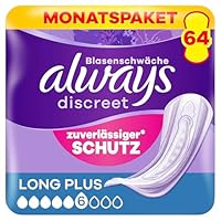 Always Discreet Inkontinenzeinlagen für Frauen Long Plus 64 Stück Extra Sicher und Diskret