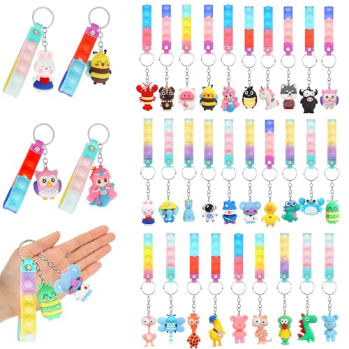 Gudotra 32 Pezzi Portachiavi Animale Gadget Compleanno Bambini con Pop it Fidget...