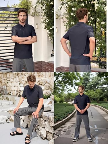 Men's Seamless Polo Shirt Slim Fit Collared Short Sleeve Cool Skin-Friendly Quick-Drying for Casual Work2