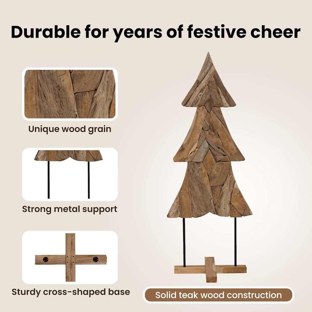 vidaXL Albero di Natale Marrone 151 cm Legno massello di Teak, Decorazione di Natale, Ornamentale in Teak Rustico, Elegante Centro Tavola per Feste, Albero in Salotto