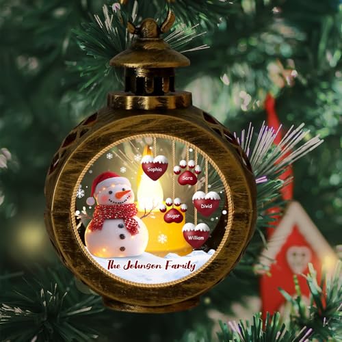 Personalized Christmas Lantern Custom Snowman Christmas Candlelight with Name Custom Candlelight Lantern Ornament Family Hanging Light Ornament Custom Snowman Lanterns Decorative Gift - Image 3