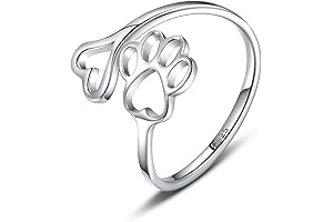 Paw Print Heart Ring: Sterling Silver Dog Lover Jewelry for Women