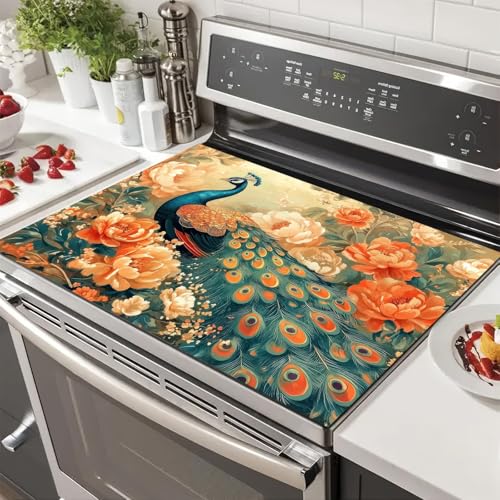 Image of HOMETITUTE Peacock Stove Top Cover 28x20 Diatomite Heat Resistant Mat