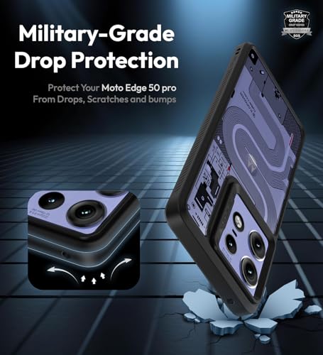 Image of KAPAVER Cyber-i Back Cover Case for Motorola Edge 50 Pro (TPU+PC) (Cyber-i-Black)