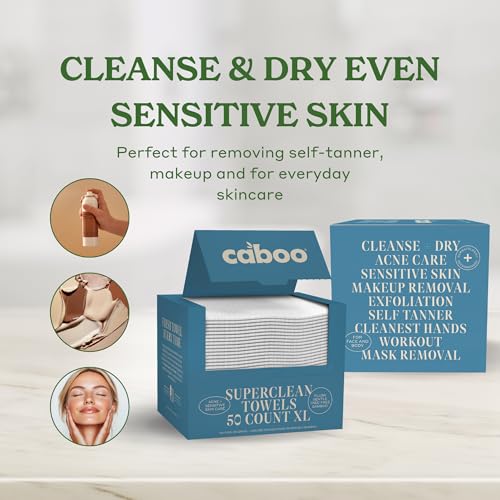 Image of Caboo Tree Free Disposable Face Towels - 50 Soft, Lint-Free Towels | Extra-Large 10x11.5 inch | Gentle Alternative to Makeup Wipes & Washcloths