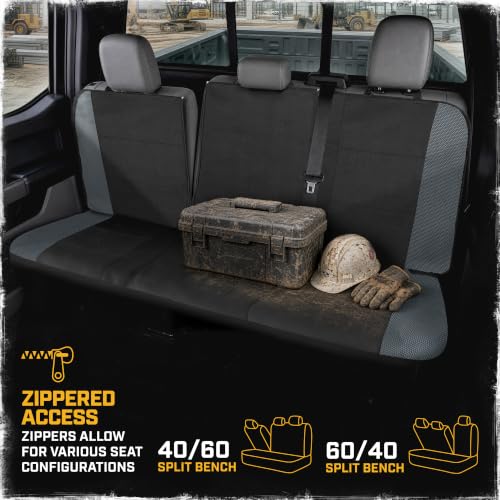 Image of CAT MeshFlex Seat Covers Full Set for Full-Size Pickup Trucks Only - Gray | Front Bucket Seat Covers & 60 /40 Split Rear Bench Protector - Interior Accessories For F-150, Silverado, Ram, Sierra & Tundra