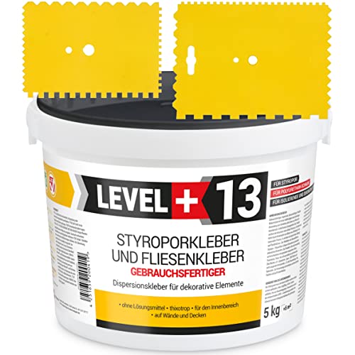 Styroporkleber 5kg + 2St. Zahnspachtel Kunstoff, Korkkleber Renoviervlies Dispersionkleber Flisenkleber Montagekleber SET RM13